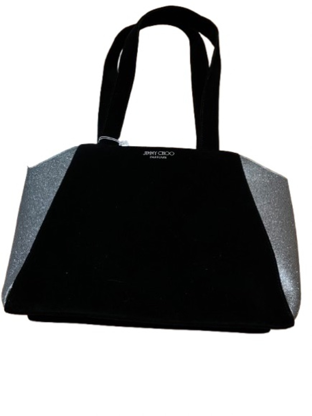 NWT Jimmy Choo Parfums Black Tote Bag with Metallic Silver Panels